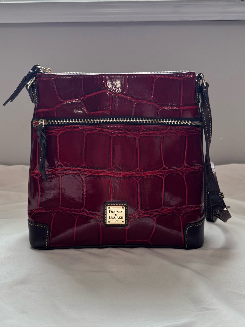 Dooney & Bourke Wine Croc-Embossed Crossbody